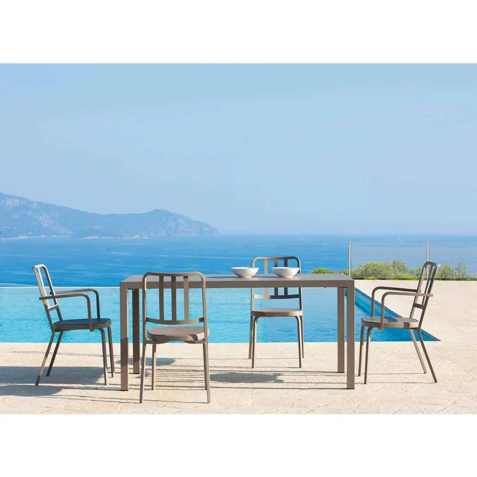 Self-Leveling Rectangular Metal Outdoor Table Made in Italy - Binda Viadurini