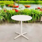 Round Outdoor Table Diameter 75 cm in Beige Aluminum - Brisea Viadurini