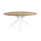 Round Teak Outdoor Table with Aluminum Base, Homemotion - Selenia Viadurini
