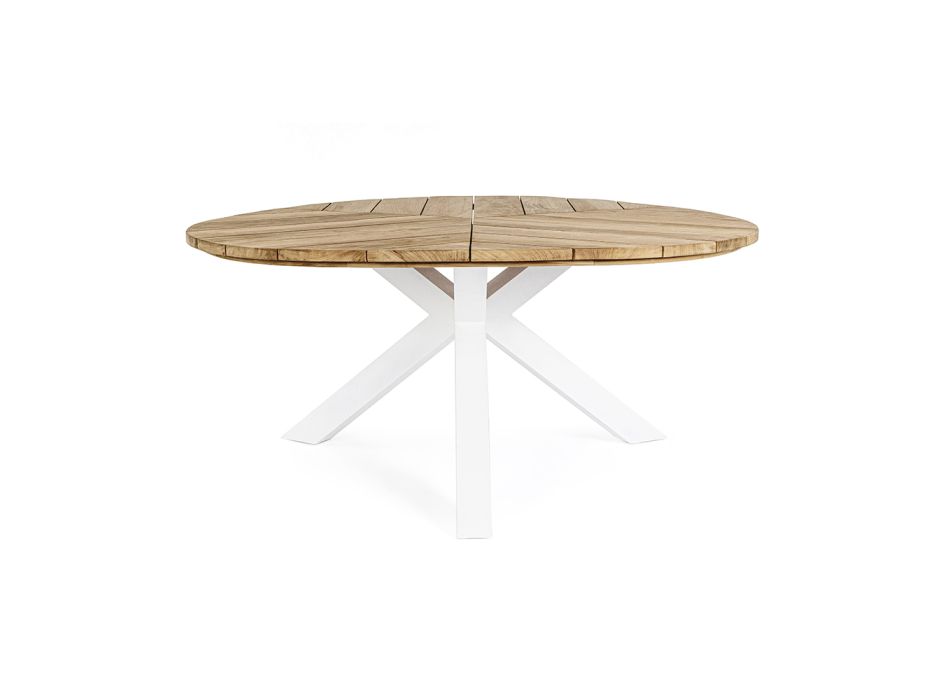 Round Teak Outdoor Table with Aluminum Base, Homemotion - Selenia Viadurini