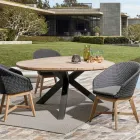 Round Teak Outdoor Table with Aluminum Base, Homemotion - Selenia Viadurini