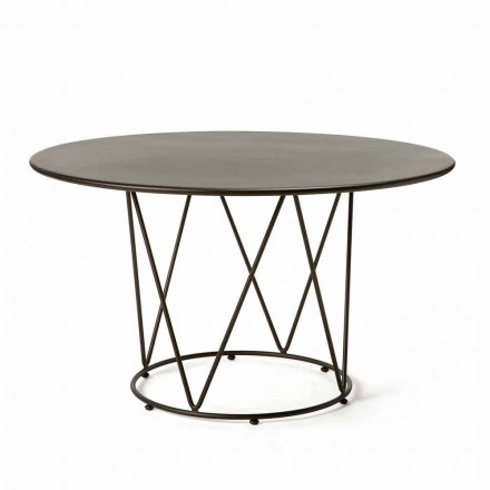 Round Modern Outdoor Table in Painted Metal Made in Italy - Ibra Viadurini