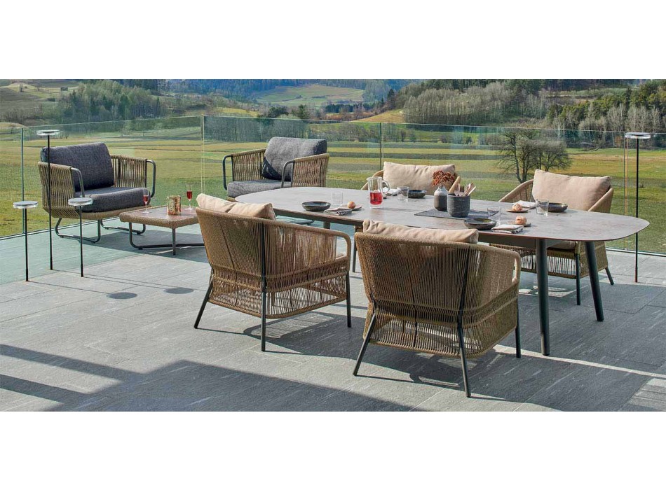 Varaschin Ellisse design outdoor table in colored aluminum Viadurini