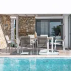 Garden Table 180x90 cm with Aluminum Base and Teak Top - Mean Viadurini