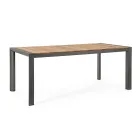 Garden Table 180x90 cm with Aluminum Base and Teak Top - Mean Viadurini
