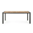 Garden Table 180x90 cm with Aluminum Base and Teak Top - Mean Viadurini