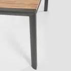 Garden Table 180x90 cm with Aluminum Base and Teak Top - Mean Viadurini