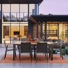 Garden Table 180x90 cm with Aluminum Base and Teak Top - Mean Viadurini