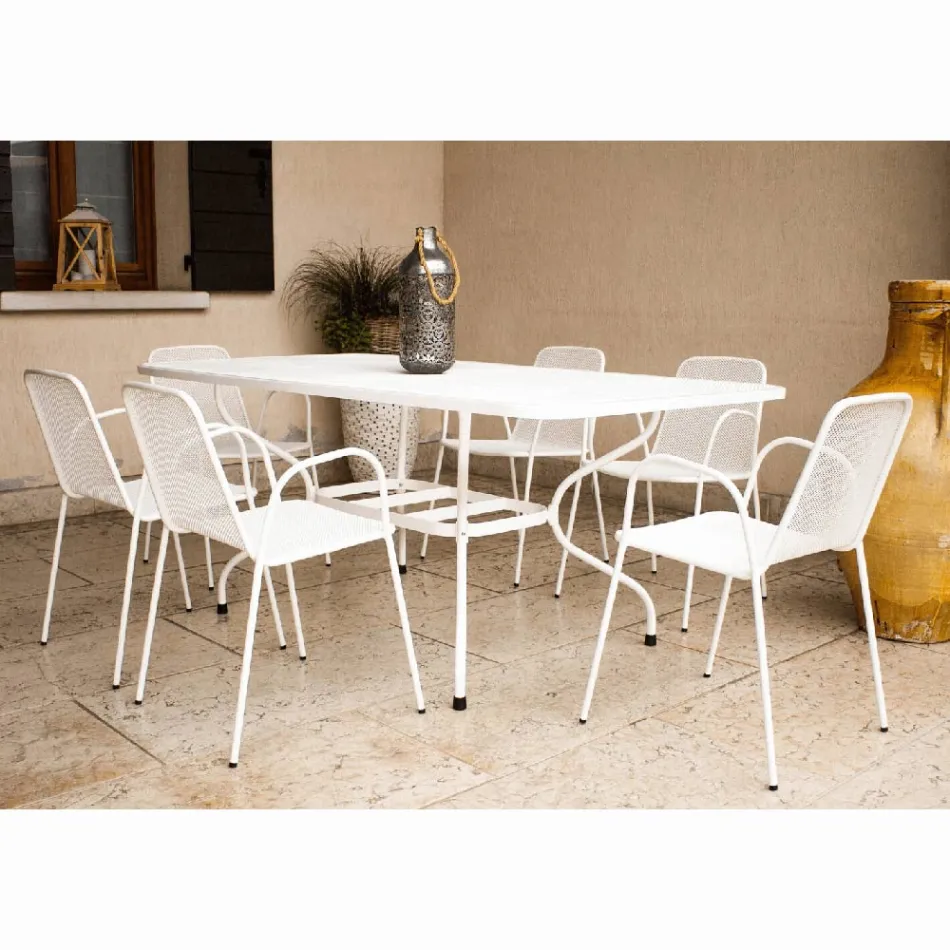 180cm Metal Mesh Garden Table Made in Italy - Lirion Viadurini