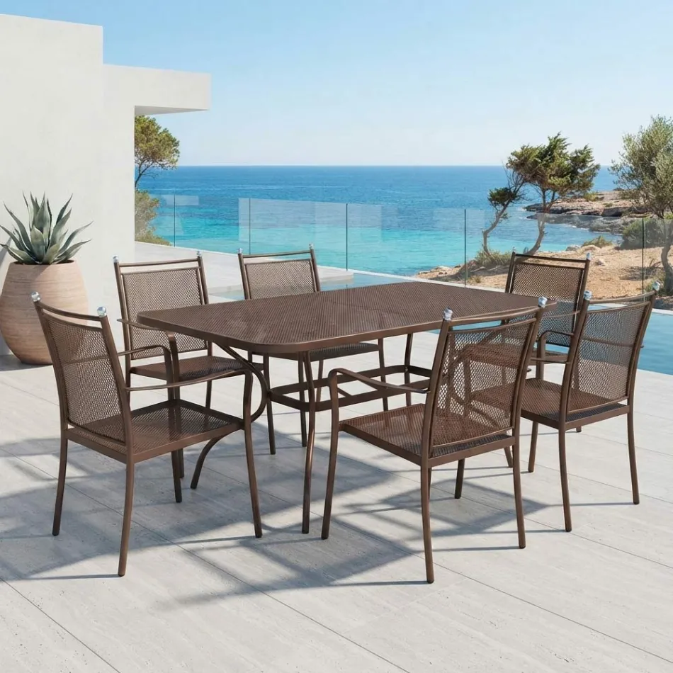 180cm Metal Mesh Garden Table Made in Italy - Lirion Viadurini