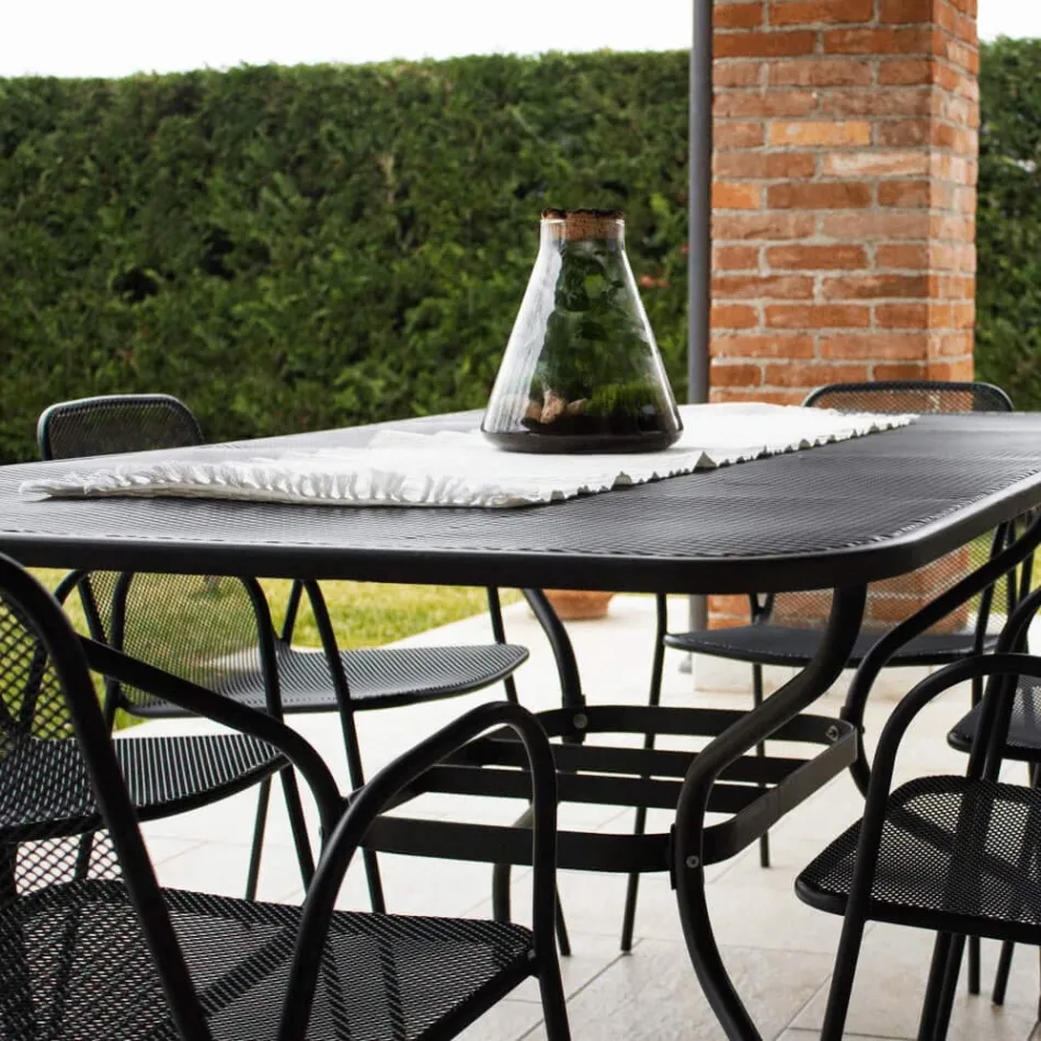 180cm Metal Mesh Garden Table Made in Italy - Lirion Viadurini