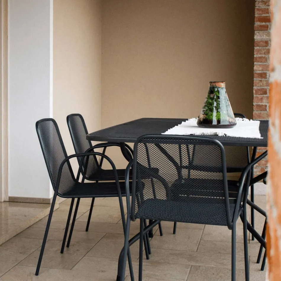 180cm Metal Mesh Garden Table Made in Italy - Lirion Viadurini