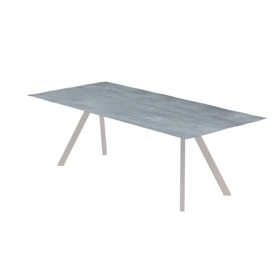 Garden Table Base in Galvanized Steel with HPL Top Made in Italy - Brienne Viadurini
