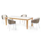 Garden Table with 4 Chairs in Aluminum and Weaving - Artes Viadurini