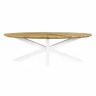 Garden Table with Teak Top and Aluminum Base, Homemotion - Leotto Viadurini