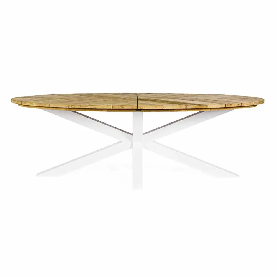 Garden Table with Teak Top and Aluminum Base, Homemotion - Leotto Viadurini
