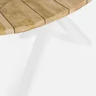 Garden Table with Teak Top and Aluminum Base, Homemotion - Leotto Viadurini