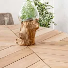 Garden Table with Teak Top and Aluminum Base, Homemotion - Leotto Viadurini
