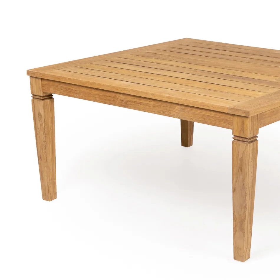 Garden Table with Brushed Natural Teak Structure - Artes Viadurini