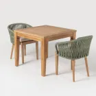 Garden Table with Brushed Natural Teak Structure - Artes Viadurini