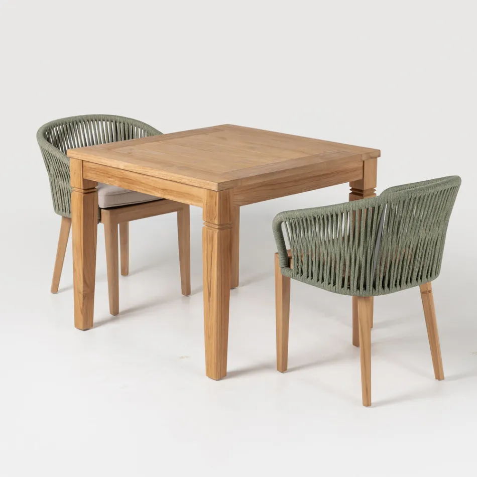 Garden Table with Brushed Natural Teak Structure - Artes Viadurini
