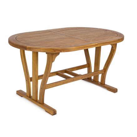 Extendable Design Garden Table up to 200 cm Oval in Wood - Roxen Viadurini