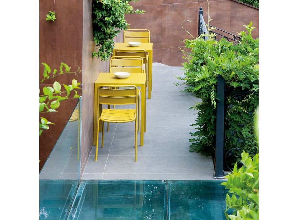Rectangular Galvanized Steel Garden Table Made in Italy - Azul Viadurini