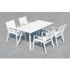 Garden Table in White Aluminum and Laminate Modern Design - Oceania2 Viadurini