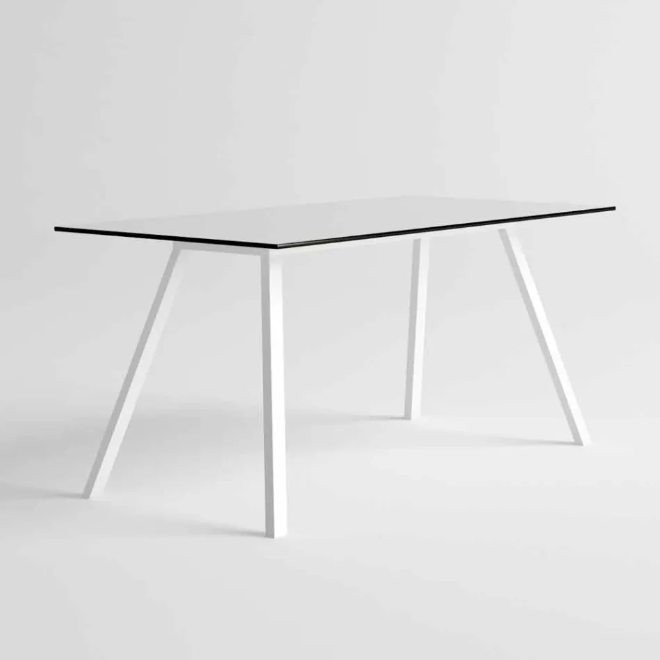 Garden Table in White Aluminum and Laminate Modern Design - Oceania2 Viadurini