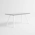 Garden Table in White Aluminum and Laminate Modern Design - Oceania2 Viadurini