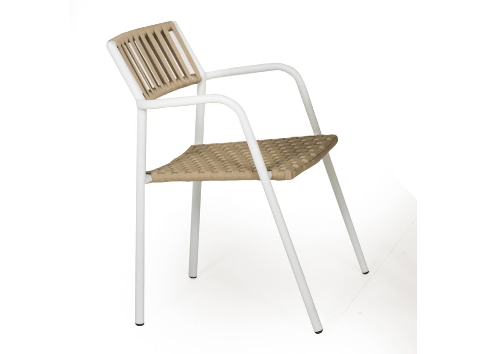 Aluminum and Teak Garden Table with 4 Chairs - Eugene Viadurini