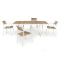 Aluminum and Teak Garden Table with 4 Chairs - Eugene
