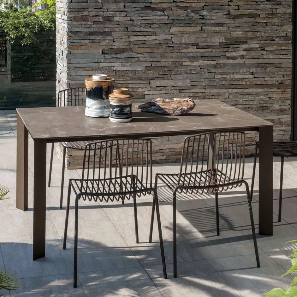 HPL Garden Table with Aluminum Structure Made in Italy - Carl Viadurini