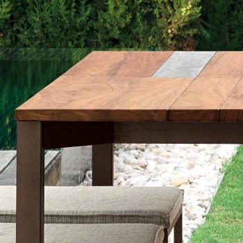 Casilda Talenti garden table in wood and stainless steel 150x150 cm