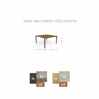 Casilda Talenti garden table in wood and stainless steel 150x150 cm