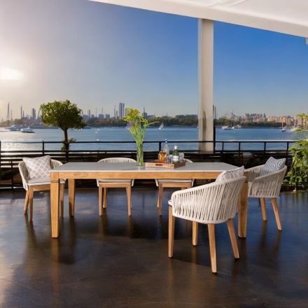 Garden Table in Natural Teak and Ceramic Top - Artes Viadurini