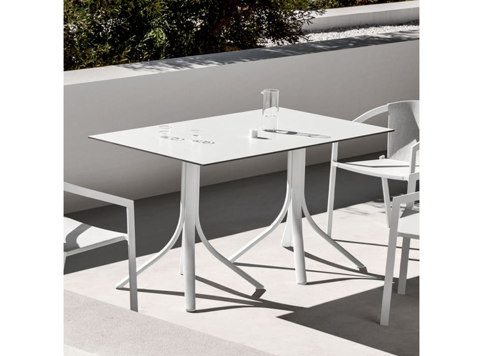 Luxury Garden Table in Aluminum and Hpl White or Gunmetal - Filomena Viadurini