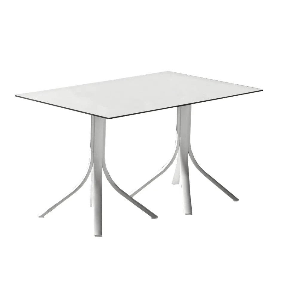 Luxury Garden Table in Aluminum and Hpl White or Gunmetal - Filomena Viadurini