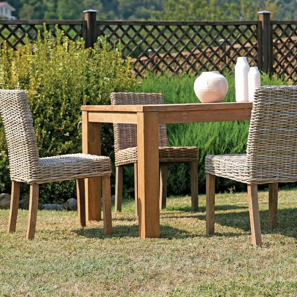 Rectangular Garden Table Made of Recycled Teak - Elianto  Viadurini