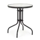 Round Steel Garden Table with Design Glass Top - Purizia Viadurini