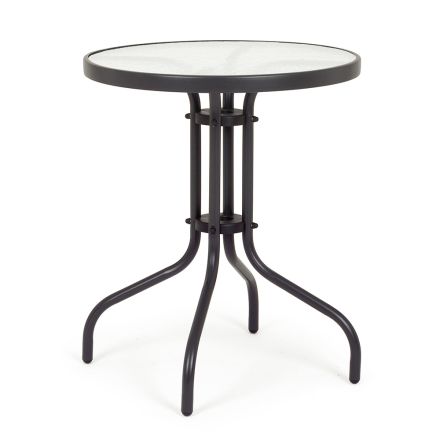 Round Steel Garden Table with Design Glass Top - Purizia Viadurini