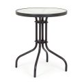 Round Steel Garden Table with Design Glass Top - Purizia