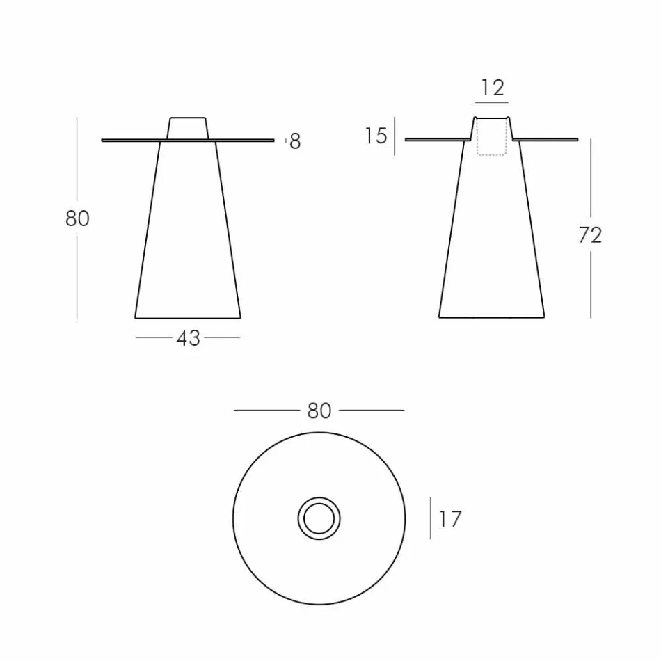 Bright indoor Table Slide Peak (H80) polyethylene glass made in Italy Viadurini