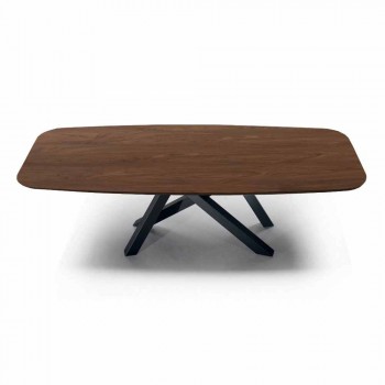 Barrel Dining Table with Veneered Top Made in Italy - Settimmio