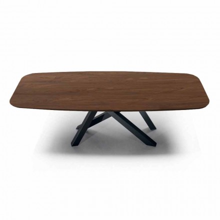 Barrel-shaped Dining Table with Veneered Top Made in Italy - Settimmio Viadurini