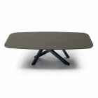 Luxury Made in Italy Barrel-Shaped Dining Table in Fenix and Steel - Settimmio Viadurini
