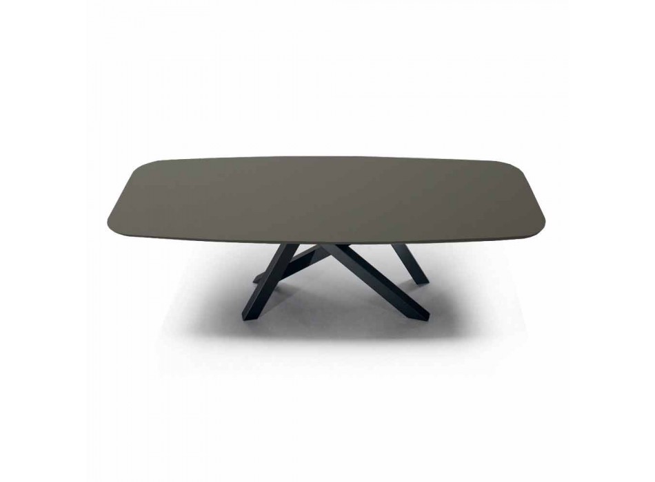 Barrel Dining Table in Fenix and Luxury Made in Italy Steel - Settimmio