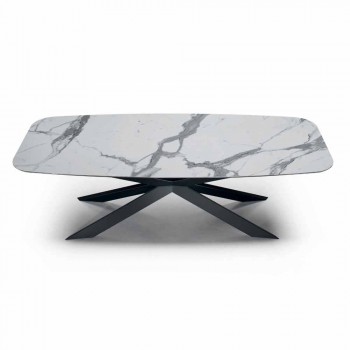 Barrel Dining Table in Hypermarble and Steel Made in Italy, Luxury - Grotta