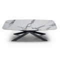 Barrel Dining Table in hyper-marble and Luxury Made in Italy Steel - Grotta