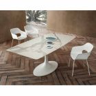 Barrel Dining Table in Laminam and Synthetic Marble Made in Italy - Brontolo Viadurini